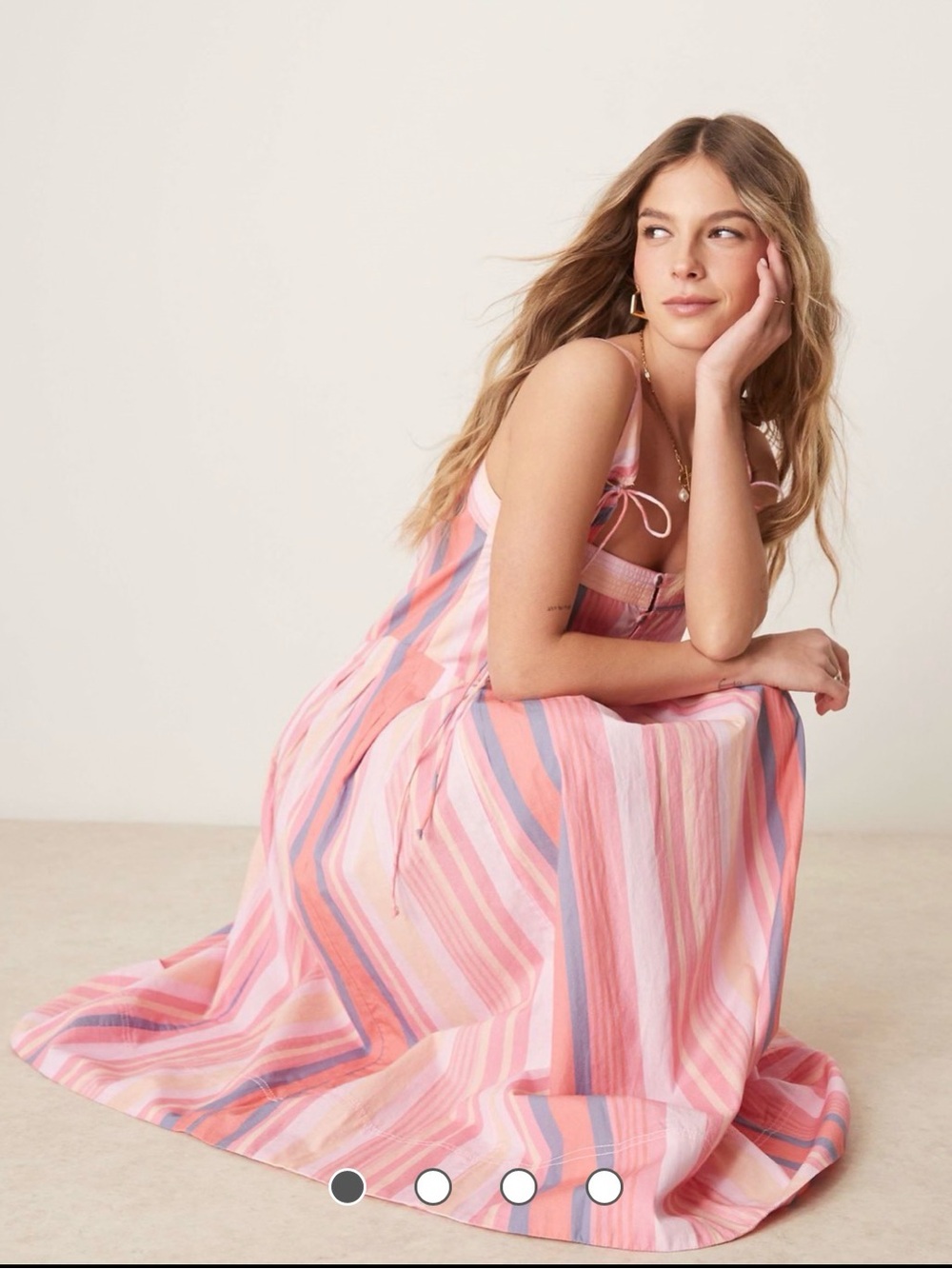 Free People primavera striped drop waist sun dress, strawberry combo, sz xs & s